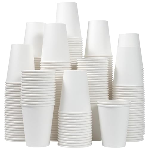 White 12 oz Paper Coffee Cups - 300 Pack Disposable Leak-Proof Drinkware - Variation: White / 12 OZ-300 Pack