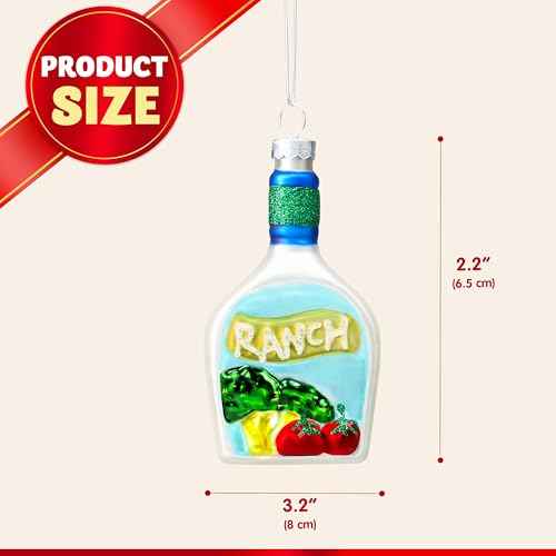 Joiedomi Small Christmas Salad Ranch Dressing Ornament, Funny Food Blown Glass Mini Ornaments for Christmas Tree Hanging Decorations Indoor, Xmas Party Favors Supplies Presents