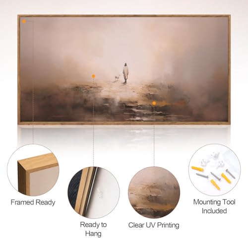 Religious Wall Art Canvas - Jesus Leaves The 99 Parable of The Lost Sheep 40x20 Inch - Variation of Jesus Leaves The 99
