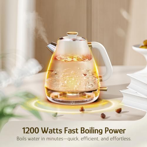 Hazel Quinn Retro Electric Kettle 1.7L with Thermometer Pearl White