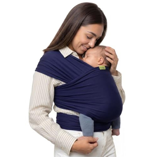Boba Baby Wrap Carrier - Stretch Cotton Newborn Sling Navy Blue - Adjustable & Hip-Healthy