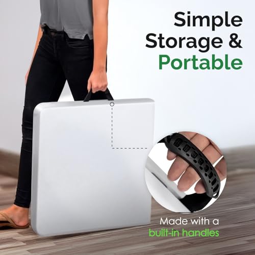 White 6 Ft Folding Table - Heavy-Duty Portable Indoor & Outdoor Surface with Handle