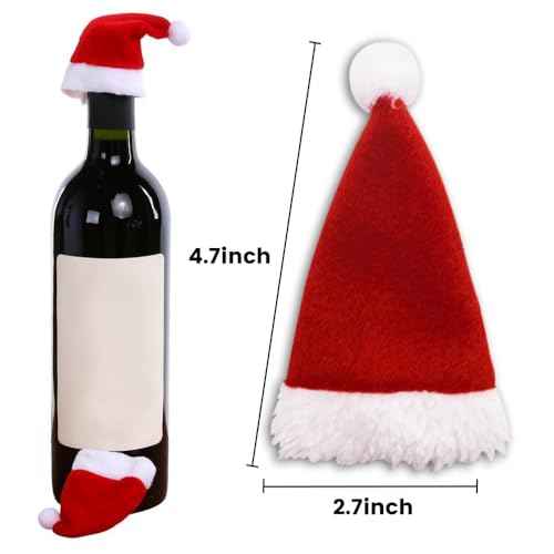 HANSGO Mini Santa Hat Cup Bottles Cover, 24PCS Christmas Santa Hats Silverware Holders Xmas Silverware Holder for Cristmas Table Setting