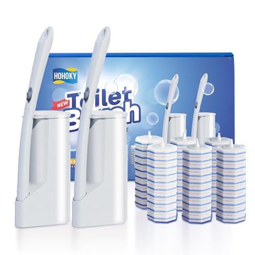 Hohoky Disposable Toilet Brush Cleaning System - 2 Sets & 60 Refills Wall-Mount Kit