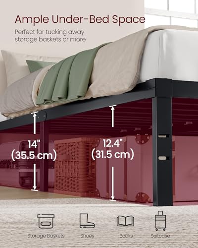 Twin Metal Bed Frame 14 Inch Tall, Noise-Free Support — Quick Assembly
