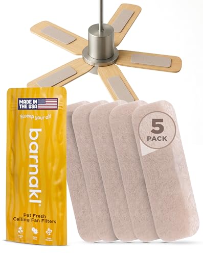 Barnakl Pet Odor & Dander Ceiling Fan Filter Set - 5 Pack, Natural Zeolite