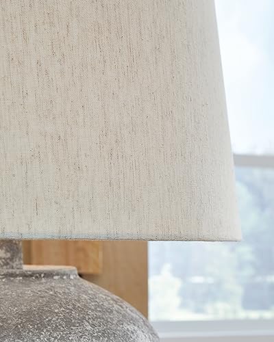 Signature Design by Ashley Dreward Table Lamp - Distressed Faux Stone Look, 26" Tall, 3-Way Lighting for Living Room & Bedroom