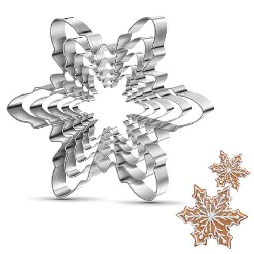 Snowflake Cookie Cutter Winter Christmas Biscuit Cutters New Year¡¯s Day DIY Baking Mold, Pack of 5