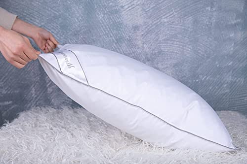 Eastwarmth Set of 2 Cooling Goose Feather Down Pillows - Standard 20x26in, White Gussted Cover, Back & Side Sleepers