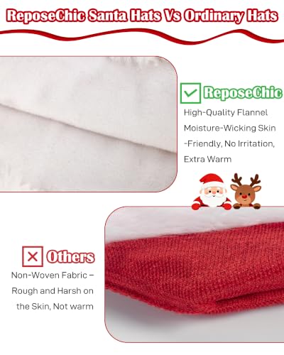 ReposeChic Red Sequin Christmas Santa Hat for Adults, Unisex Velvet Holiday Accessory