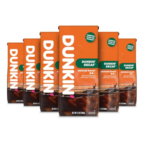 Dunkin’ Decaf Medium Roast Ground Coffee - Original Blend - 12 Oz Pack of 6