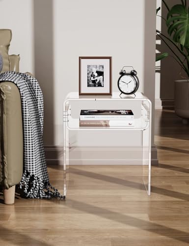 Solaround Clear Acrylic 2-Tier End Table Variation 1 for Living Room & Bedroom