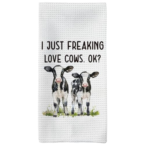 Tzhim Cow Kitchen Hand Towels - Funny Cow Gifts for Women, 16x24 Inch, Color-1