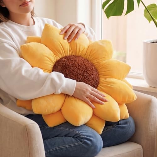 Sunflower Pillow - Golden Yellow 20x20 Inch Decorative Throw Pillow - Green Philosophy Co.