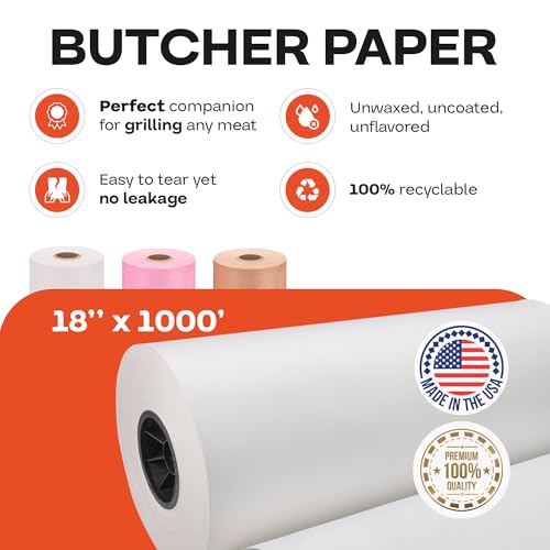 IDL Packaging White Butcher Paper Roll 18 x 1000 Feet - Food Grade, USA Made