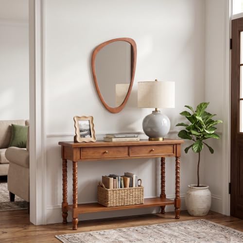 WallBeyond Walnut Irregular Wall Mirror 30x19 Inch Modern Decorative Art