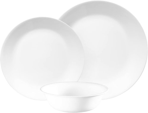 Corelle Dinnerware Set - 12-Piece Winter Frost White Dinner Set for 4 | Plates & Bowls Included