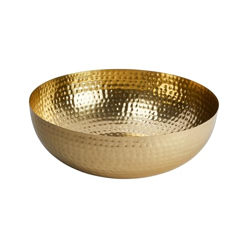 Creative Co-Op Round Hammered Metal Serving and Mixing Bowl, Gold