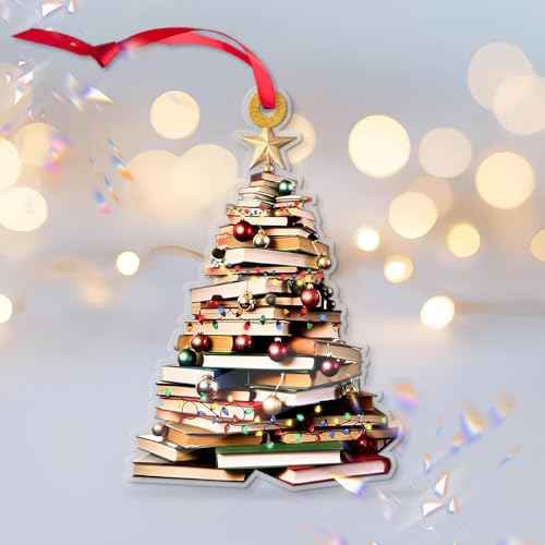 Book Lover Christmas 2025 Gift ? Unique Acrylic Decoration for Readers, White Elephant Present for Teen Girls & Women, Holiday Reading Keepsake for Bibliophiles