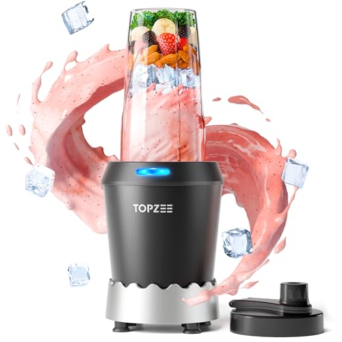 Personal Smoothie Blender with 24oz To-Go Cup - 1000W Compact Black
