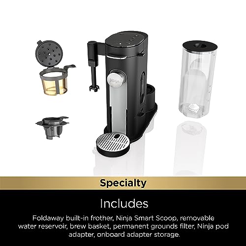 Single-Serve Coffee Maker with Pods Grounds & Milk Frother, 6-24 oz Travel Mug