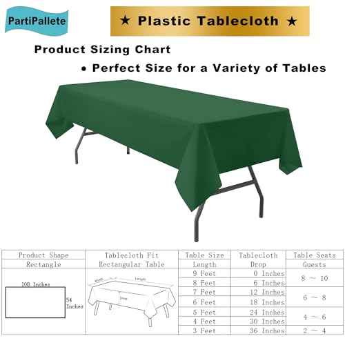 3-Pack Premium Plastic Dark Forest Green Tablecloth Disposable 54 x 108 Inch. Rectangle Table Cover Party Hunter Jungle Green Table Cloths for Parties Birthday Wedding Christmas Banquet