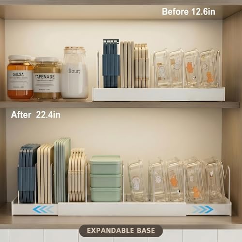 Magheo Expandable Pot & Pan Lid Organizer Rack 2 Pack, White, 22.4" D x 7.9" W x 6.3" H