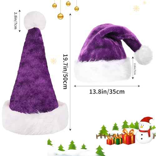 Christmas Santa Hat for Adults, Velvet Christmas Hat for Men Women Xmas New Year Party Favor, Unisex Adults