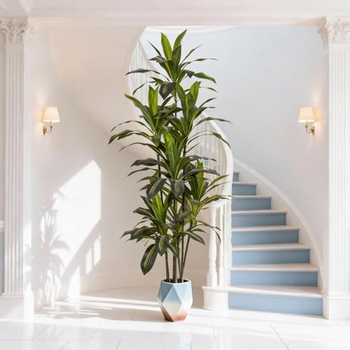 6FT Artificial Dracaena Tree - Tall Indoor Faux Plant with Lifelike Leaves for Home Office Decor