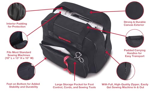 Universal Sewing Machine & Serger Tote Bag - Black, 18x10x13 Inches
