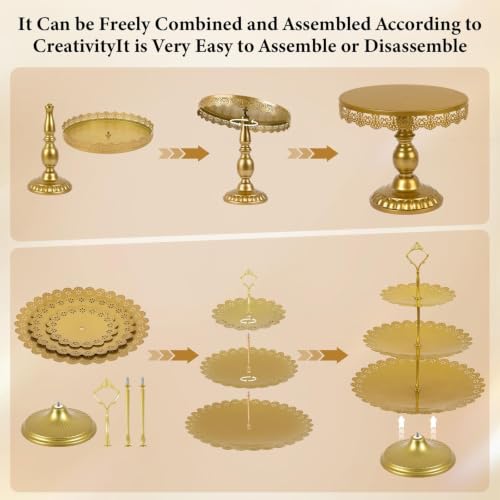 Gold Cake Stand Set - 12 Piece Dessert Display for Weddings & Parties