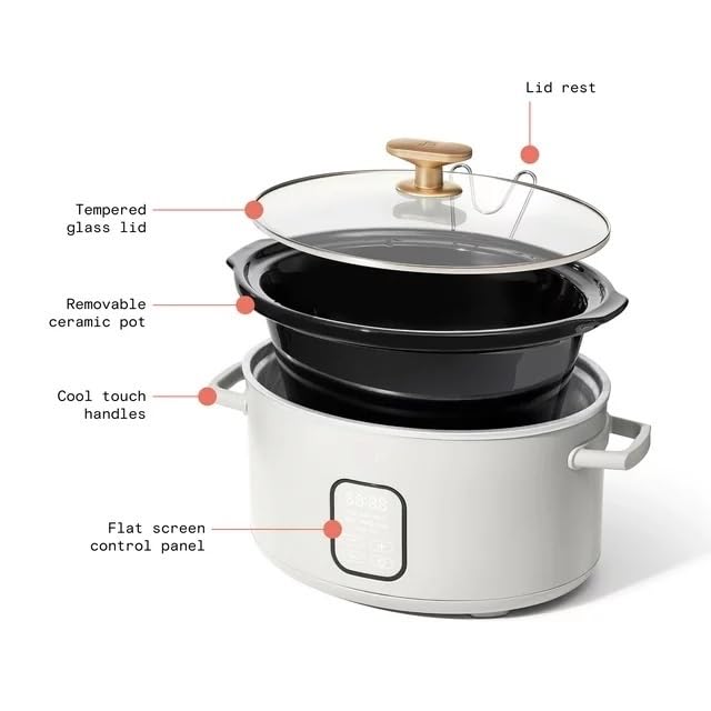 6 Quart Programmable Slow Cooker with 5 Preset Functions and Touch Display
