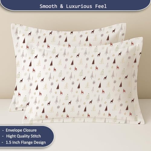 eBeddy Linens Luxury Ultra Silky Soft Egyptian Cotton Duvet Cover Set 120x98 Oversized King - 3 Pieces Christmas Print