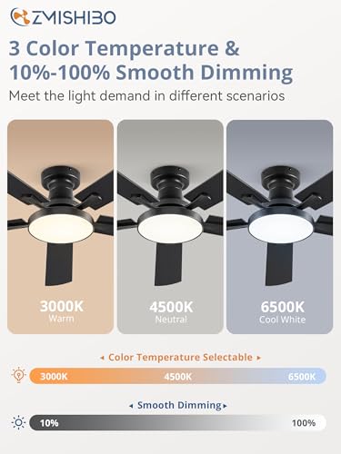 52 Inch Flush Mount Ceiling Fan with Light and Remote - Black Variation