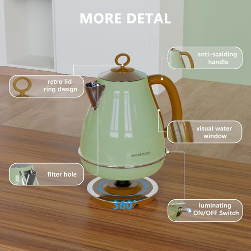 Evoloop 1.7L Electric Kettles, BPA Free Tea Kettle, Hot Water Boiler