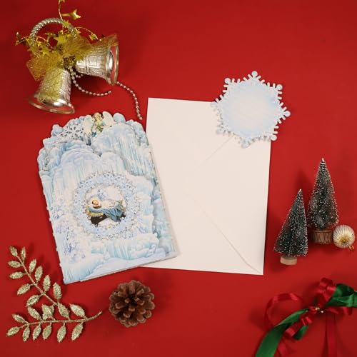 Holy Night Nativity Christmas Card - 3D Pop Up Scene, Religious Holiday Greeting
