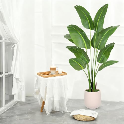 Aoxiwhcse 5ft Bird of Paradise Artificial Plant with White Planter - Faux Indoor Tree