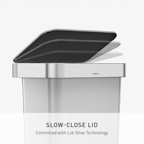 Simplehuman Alloy Hybrid Step Trash Can 45L / 12 Gal with Lid Shox® - Studio Edition