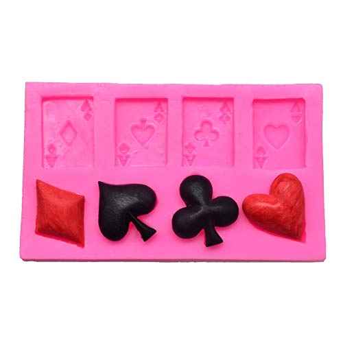 4 Aces Poker Playing Cards Hearts Diamonds Spades Clubs for Chocolate Fondant Cake Cupcake Topper Decor Gum PastePolymer Clay Candy Resin Silicone Mold Tool