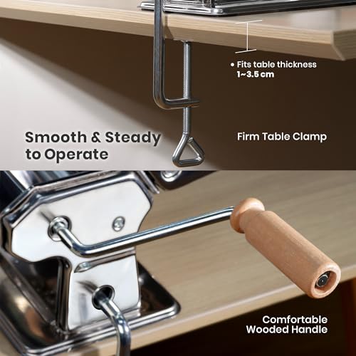 3-in-1 Pasta Maker with Adjustable Thickness & Cutters - Durable Dough Roller Kit