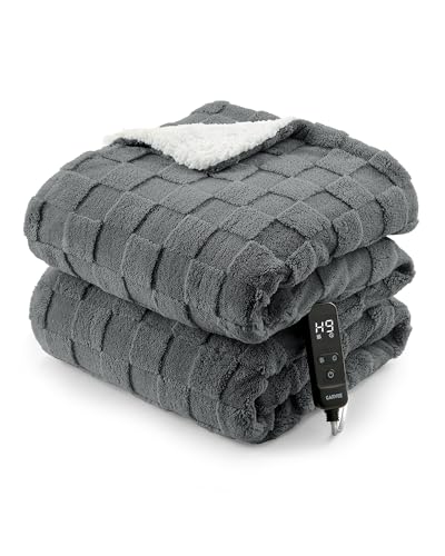 Heated Weighted Blanket for Adults 15 lb Gray 48x72 Inch Electric Throw