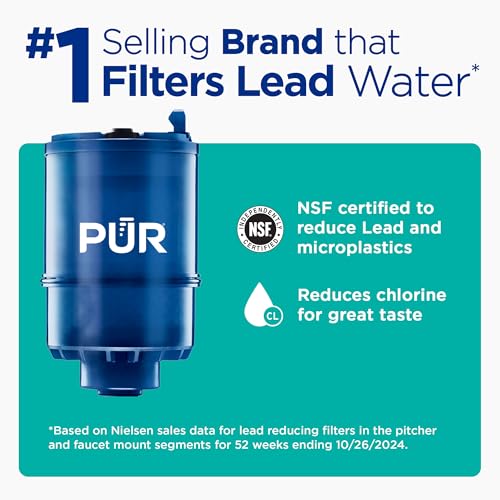 Faucet Water Filter System Chrome - Lead & Microplastic Reduction, Easy Install, Lasts 100 Gallons - PUR Plus