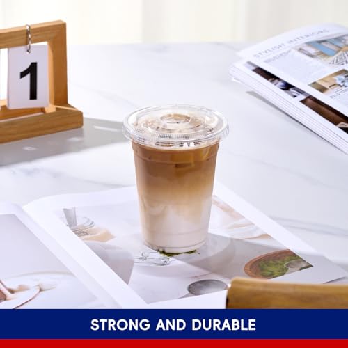 16oz Plastic Cups with Lids - Clear 500 Pack, Disposable PET Drinkware