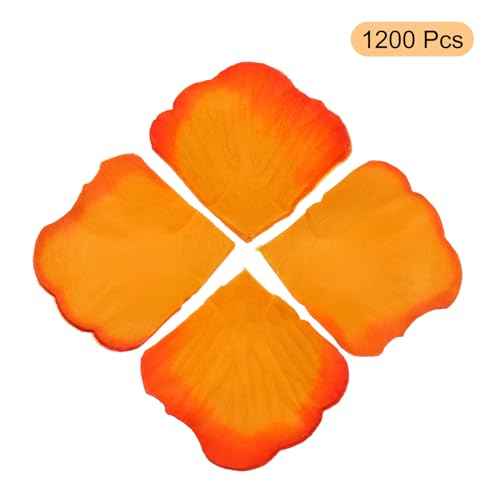 MECCANIXITY Silk Artificial Flower Rose Petals, Yellow, Orange Wedding Faux Flowers 2 Inch x 2 Inch for Wedding Centerpieces, Party Decoration Pack of 1200