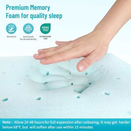 CushyOasis King Size Blue Memory Foam Bed Pillow for Sleeping 2PCS