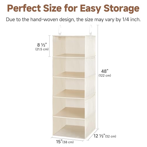 Ivory White 5-Shelf Hanging Closet Organizer for Small Closets - 48"H