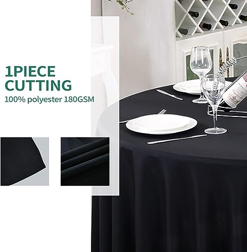 Surmente 10 Pack 120 Inch Black Round Tablecloth for Events & Dining