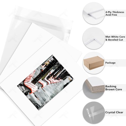8x10 Photo Mat Set - 50 White Picture Frames for 5x7 Prints with Backings & Bags - Variation of THIS listing