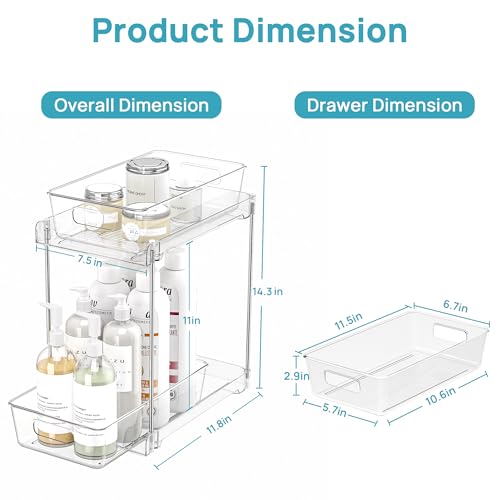 Transparent 4 Pack Taller Pull-Out Under Sink Bathroom Organizer - S-High