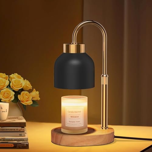 Black Candle Warmer Lamp with Timer & Dimmer, Adjustable Height & Brightness